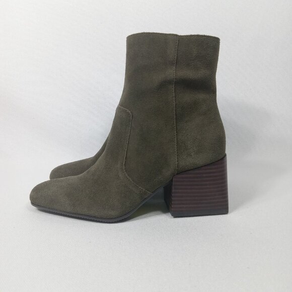 BLONDO Salmone Cow Suede Square Toe Ankle Boots Olive Green Womens Size 6.5 *NWT - Picture 3 of 12
